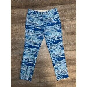 Hreski Men's Abstract Blue Watercolor Marble Stretch Golf Pants Size 34